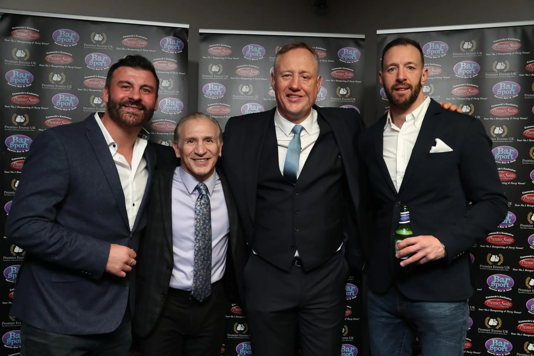 Scott Murray with Ray “Boom Boom” Mancini, Joe Calzaghe and Enzo Maccarinelli at the Premier Suite, Cannock.